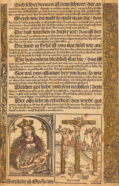 Pamflet met Twee Scènes uit het Leven van Christus en Groteske Grenzen door German 15th Century