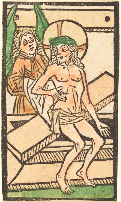 Christus Zittend op Zijn Graf met Een Engel door German 15th Century
