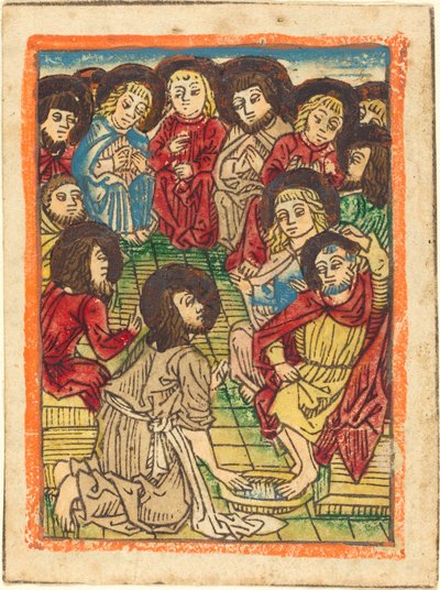 Christus wast de voeten van de apostelen door German 15th Century