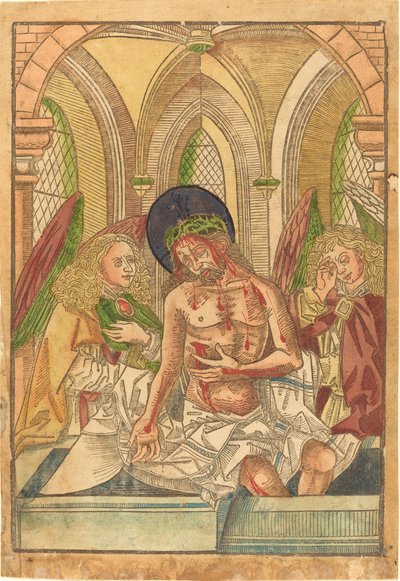 Christus in het Graf met Twee Engelen door German 15th Century