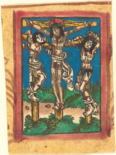 Christus aan het kruis tussen de twee dieven door German 15th Century