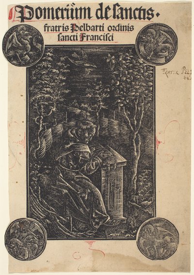 Franciscaan, Pelbartus van Temesvar, in een tuin door German 15th Century