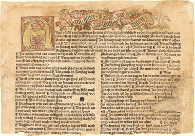 Initiaal A en een Nieuwjaarswens door German 15th Century