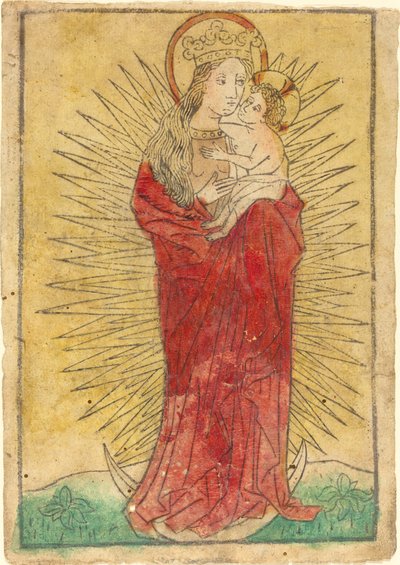 Madonna en Kind in een Glorie Staand op een Halve Maan door German 15th Century