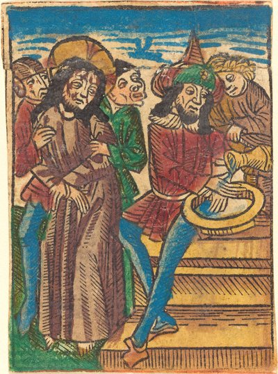 Pilatus wast zijn handen door German 15th Century