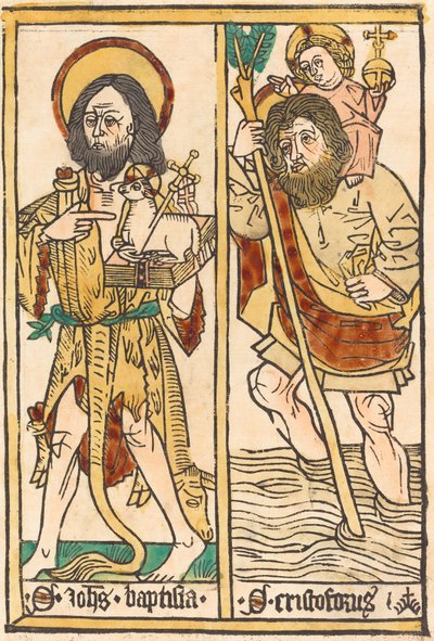 Heilige Johannes de Doper en Heilige Christoffel door German 15th Century