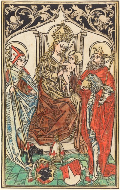 De Madonna en Kind op de Troon, met Heiligen Corbinian en Sigismund door German 15th Century