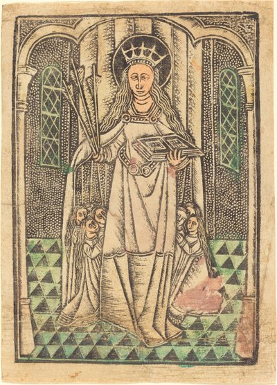 Sint Ursula als Beschermster door German 15th Century or Master of the Protective Saints of Cologne