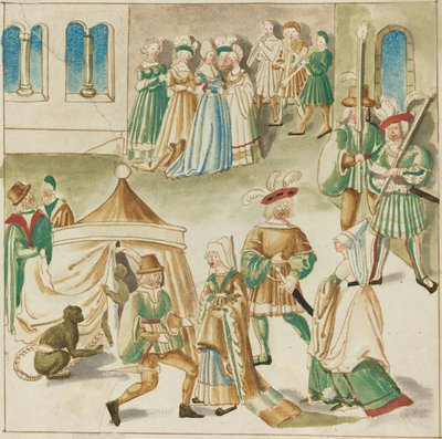 Hofvermaak met Twee Apen door German 16th Century