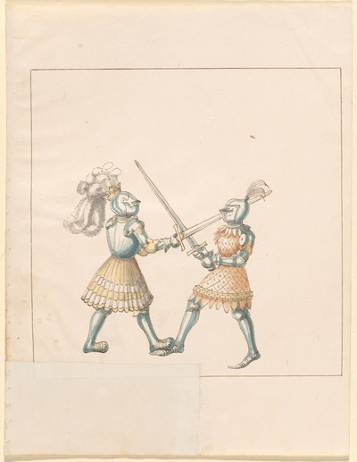 Freydal, Het Boek van Toernooien en Jousts van Keizer Maximiliaan I: Gevechten te Voet (Jousts)(Volume III): Plaat 158 door German 16th Century