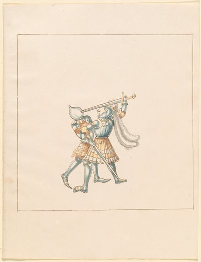 Freydal, Het Boek van Toernooien en Jousts van Keizer Maximiliaan I: Gevechten te Voet (Jousts)(Volume III): Plaat 160 door German 16th Century