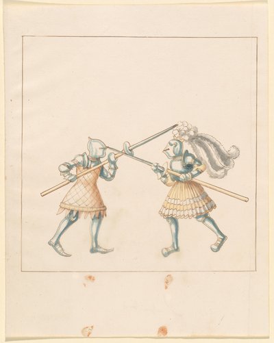 Freydal, Het Boek van Toernooien en Jousts van Keizer Maximiliaan I: Gevechten te Voet (Jousts)(Volume III): Plaat 149 door German 16th Century