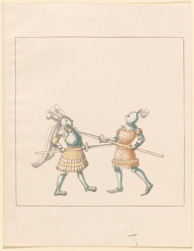 Freydal, Het Boek van Toernooien en Jousts van Keizer Maximiliaan I: Gevechten te Voet (Jousts)(Volume III): Plaat 148 door German 16th Century