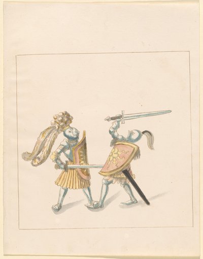 Freydal, Het Boek van Toernooien en Toernooien van Keizer Maximiliaan I: Gevechten te Voet (Toernooien)(Deel III): Plaat 161 door German 16th Century