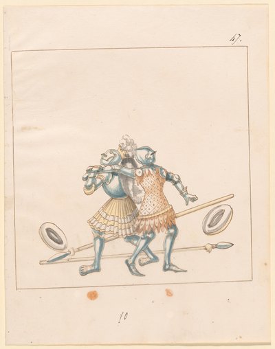 Freydal, Het boek van toernooien en steekspelen van keizer Maximiliaan I: Gevechten te voet (Steekspelen)(Deel III): Plaat 152 door German 16th Century