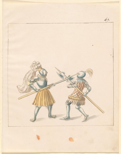 Freydal, Het boek van steekspelen en toernooien van keizer Maximiliaan I: Gevechten te voet (Steekspelen)(Deel III): Plaat 146 door German 16th Century