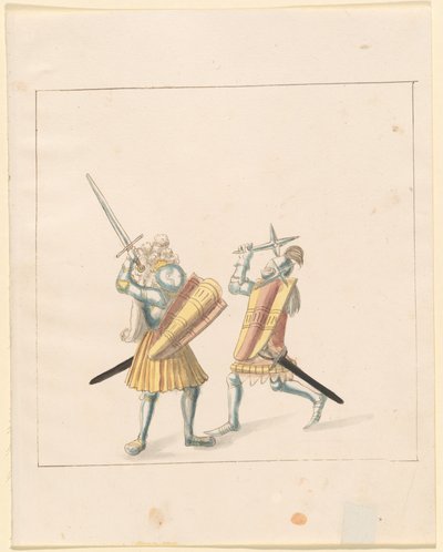 Freydal, Het Boek van Toernooien en Kampen van Keizer Maximiliaan I: Gevechten te Voet (Toernooien)(Deel III): Plaat 155 door German 16th Century