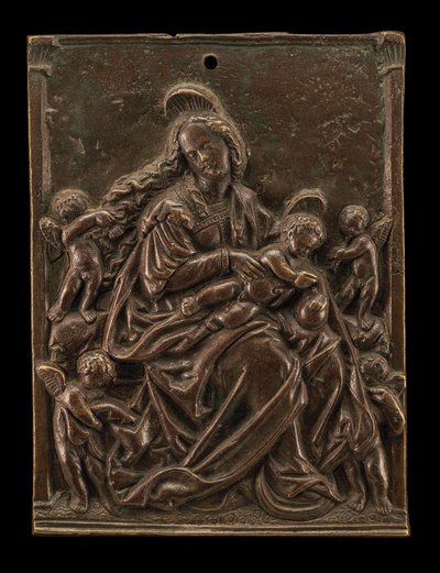 De Maagd en Kind met vier engelen door German 16th Century