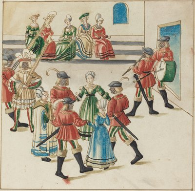 Drie Koppels in een Cirkel Dans door German 16th Century