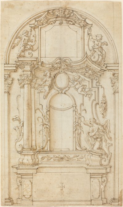 Studie voor een Altaar en een Reredos door German 18th Century