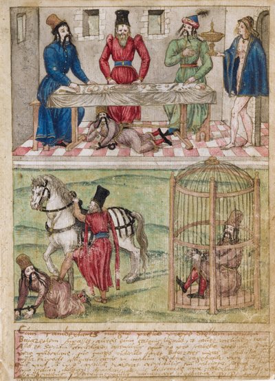 Bayezid I gevangen door Timur, voor 1561 door German Master
