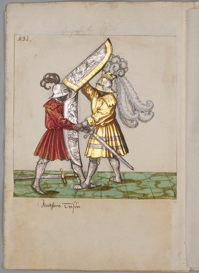 Illustratie uit het toernooiboek van keizer Maximiliaan I door German Master