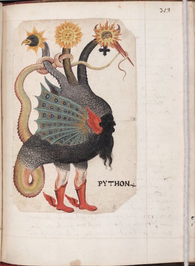 Python uit: Alchemistisch en Rozenkruisers Compendium, ca. 1760 door German Master