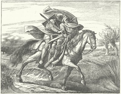Een Duitse ridder draagt Valdemar II van Denemarken naar veiligheid na zijn nederlaag in de Slag bij Bornhoved door German School