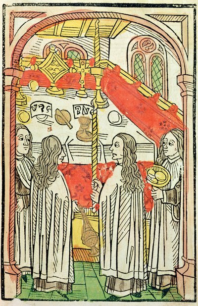 Een Grieks-Orthodoxe mis op het Concilie van Konstanz in 1415, illustratie uit de Kroniek van het Concilie van Konstanz door Ulrich Richental (1378-1437) 1483 door German School