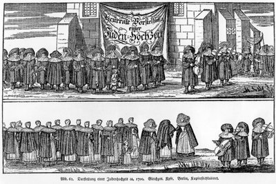 Een Joodse bruiloftsstoet van c.1700 door German School