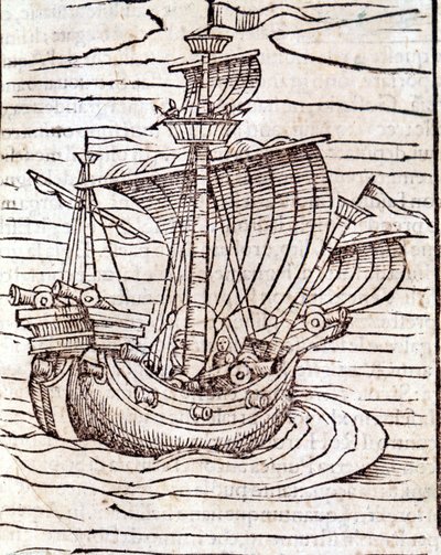 Een boot. Houtsnede uit Sebastien Munster