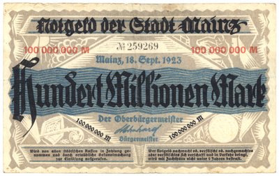 Een bankbiljet van honderd miljoen mark, 1923 door German School
