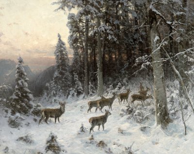 Een winteravond in het Zwarte Woud, ca. 1880 door German School