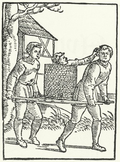 Een houtsnede van een scène uit het verhaal van Tijl Uilenspiegel (gravure) door German School