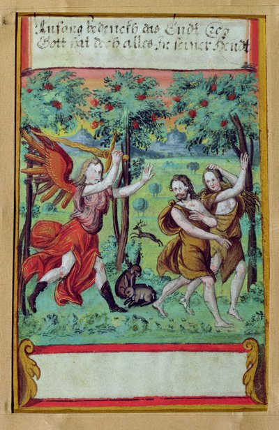 Adam en Eva Verdreven uit de Hof van Eden, ca.1640 door German School