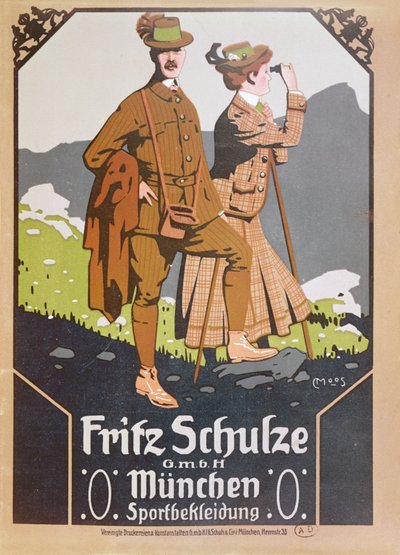Advertentie voor Fritz Schulze wandelkleding, c.1910 door German School
