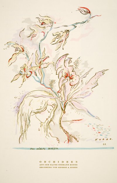 Reclame "Orchideen aus dem Hause Hermann Roth" uit Styl, pub.1922 (pochoirdruk) door German School