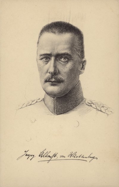 Albrecht, hertog van Wurttemberg, Duitse prins en generaal in de Eerste Wereldoorlog (litho) door German School