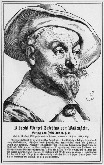 Albrecht Wenzel Eusebius von Wallenstein, Hertog van Friedland (gravure) door German School