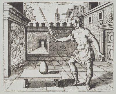Alchemistische Allegorie: Het Ei van de Filosofen, uit Srutinium Chymicum door Michael Majer (1687) geïllustreerd in een geschiedenis van magie gepubliceerd eind 19e eeuw door German School