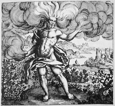 Alchemistische Allegorie: De Wind heeft het in zijn Lichaam gedragen, uit Srutinium Chumicum door Michael Majer (1687) geïllustreerd in een geschiedenis van magie gepubliceerd eind 19e eeuw door German School