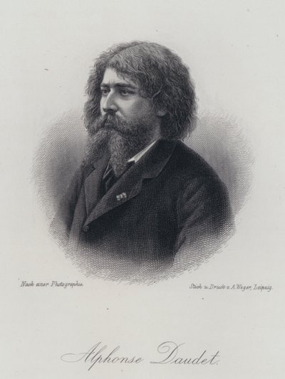 Alphonse Daudet, Franse romanschrijver (gravure) door German School
