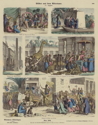 Oud Egypte (gekleurde gravure) door German School