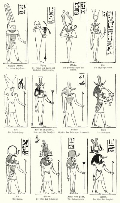 Oude Egyptische goden en godinnen door German School