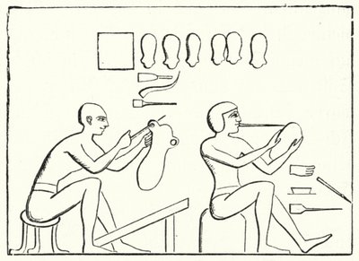 Oude Egyptische schoenmakers (gravure) door German School
