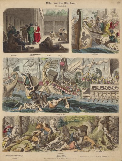 Oud Griekenland (gekleurde gravure) door German School