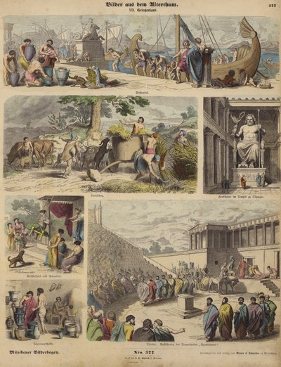 Oud Griekenland (gekleurde gravure) door German School