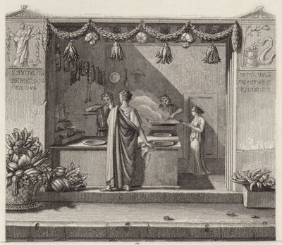 Oud-Romeinse winkel. Illustratie voor Bilder-Atlas (gravure) door German School