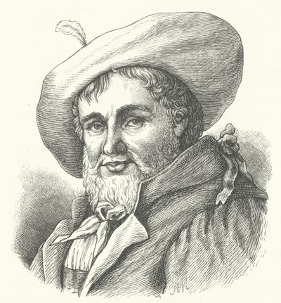 Andreas Hofer, leider van de Tiroler Opstand tegen de Franse bezetting tijdens de Vijfde Coalitieoorlog (gravure) door German School
