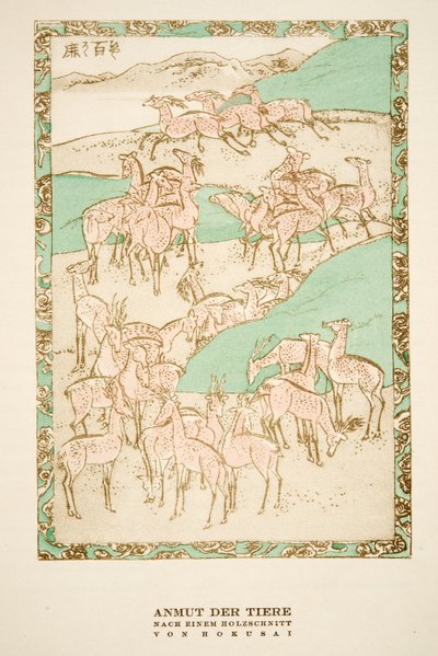 "Anmut der Tiere" naar een houtsnede van Hokusai, uit Styl, uitgegeven 1922 door German School